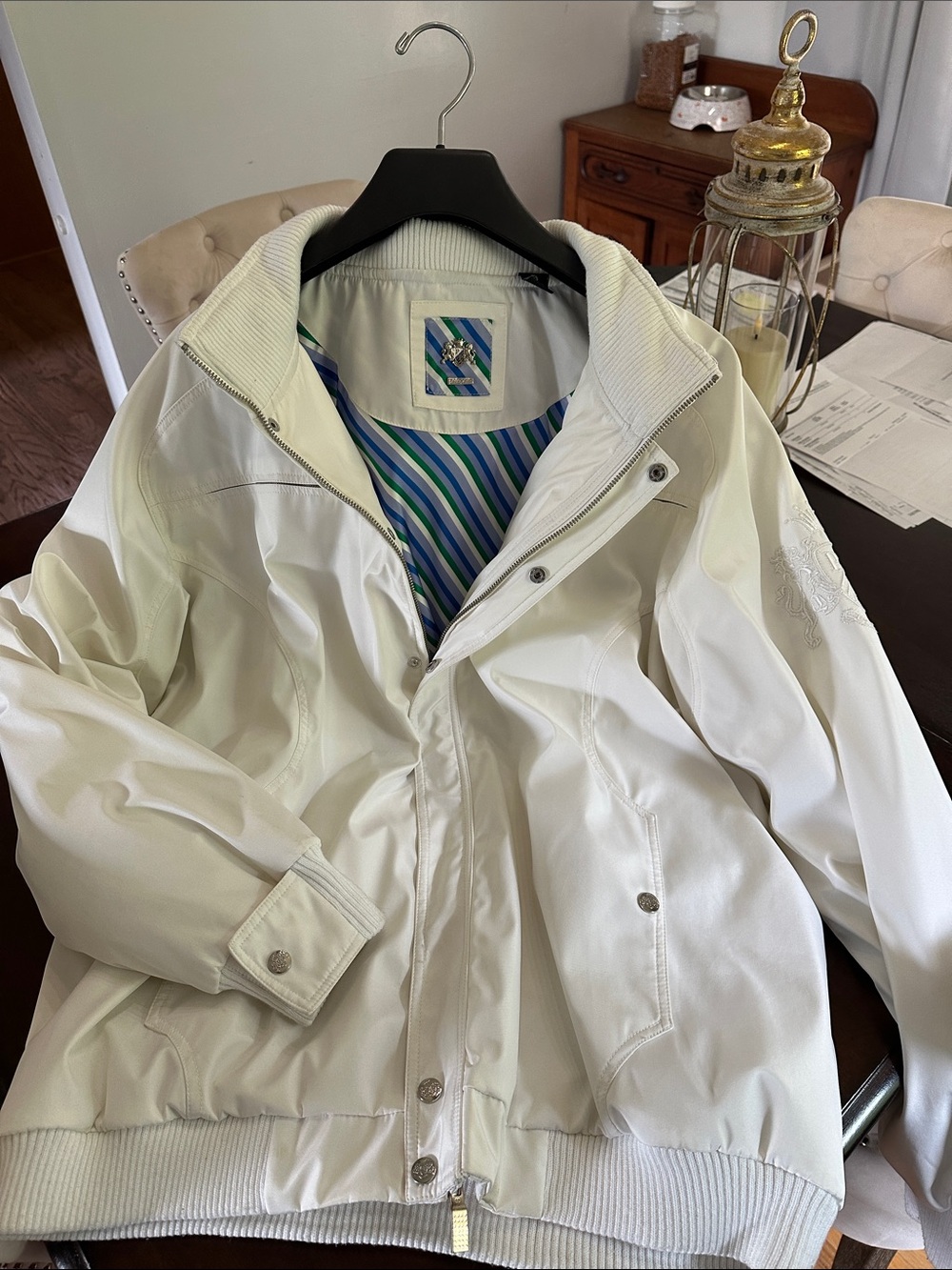 Men's Pelle Pelle  White Jacket & Coat - Lightweight Zip Front